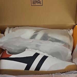 Gola White and Black Sneakers with Tan Sole